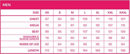 Craft boxershort maattabel